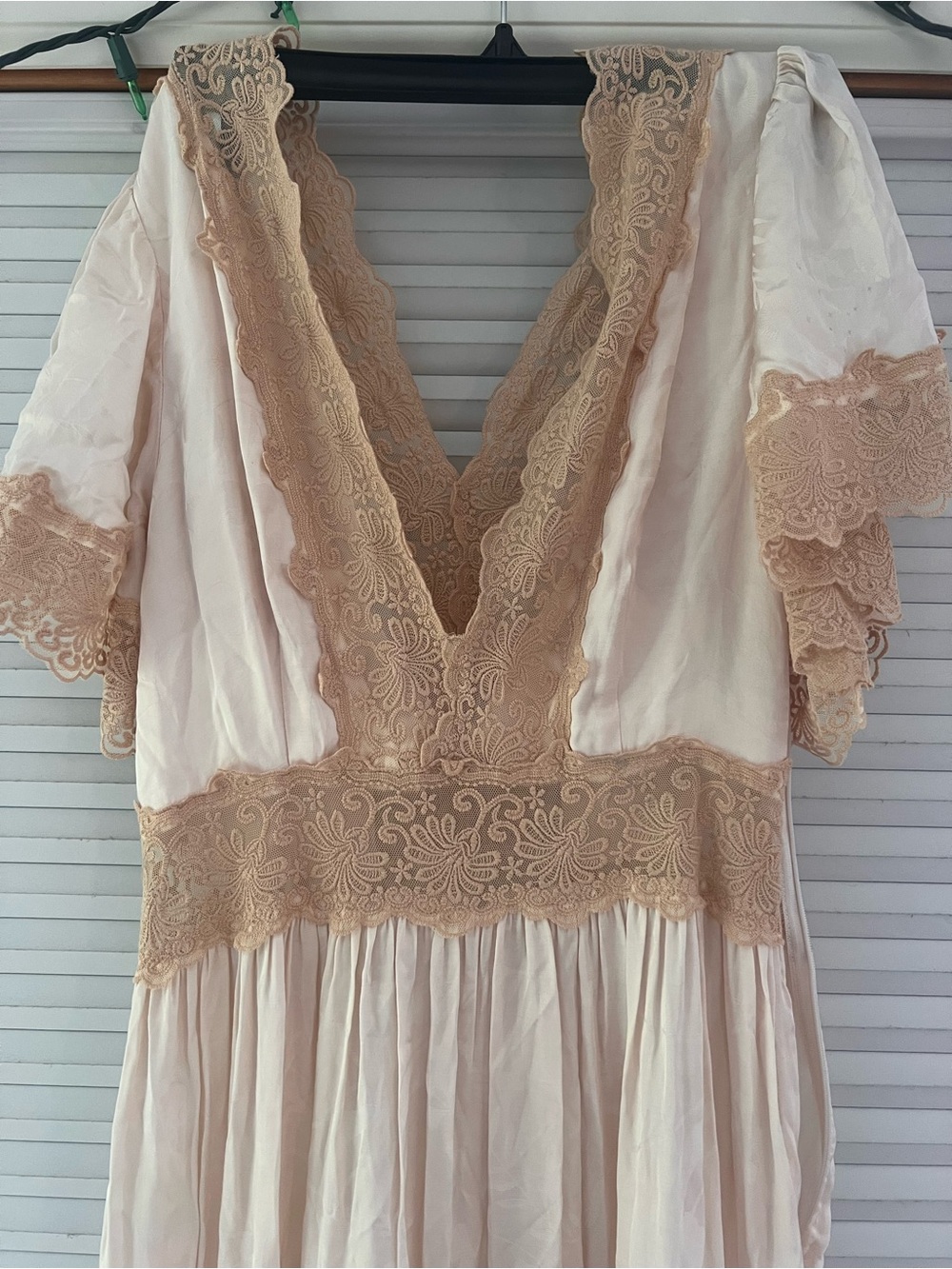 Spell Blush Maxi Skirt with Tan Lace Panels